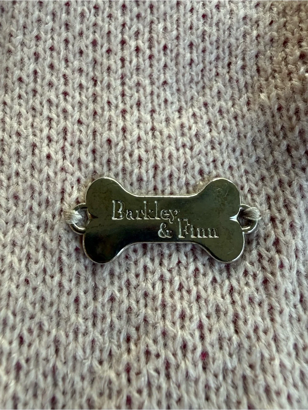 Barkley & Finn Light Pink Striped Knit Dog Sweater. Medium